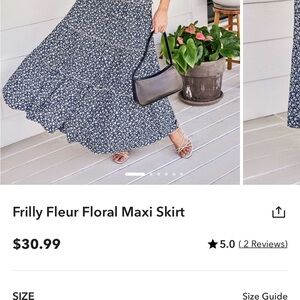 Cupshe Floral Maxi Skirt - Navy